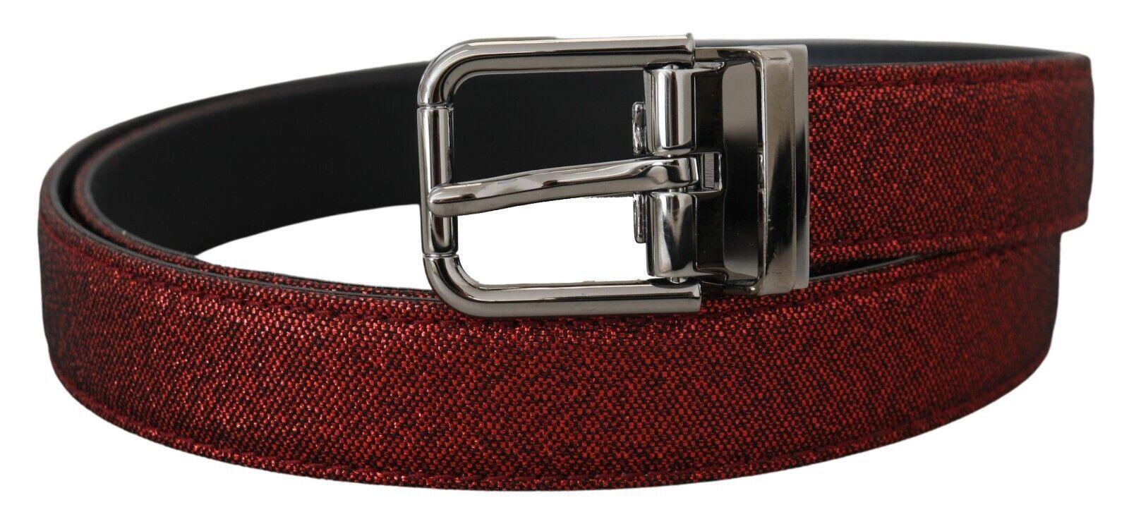 Dolce & Gabbana Red Glittered Leather Silver Metal Buckle - Ellie Belle