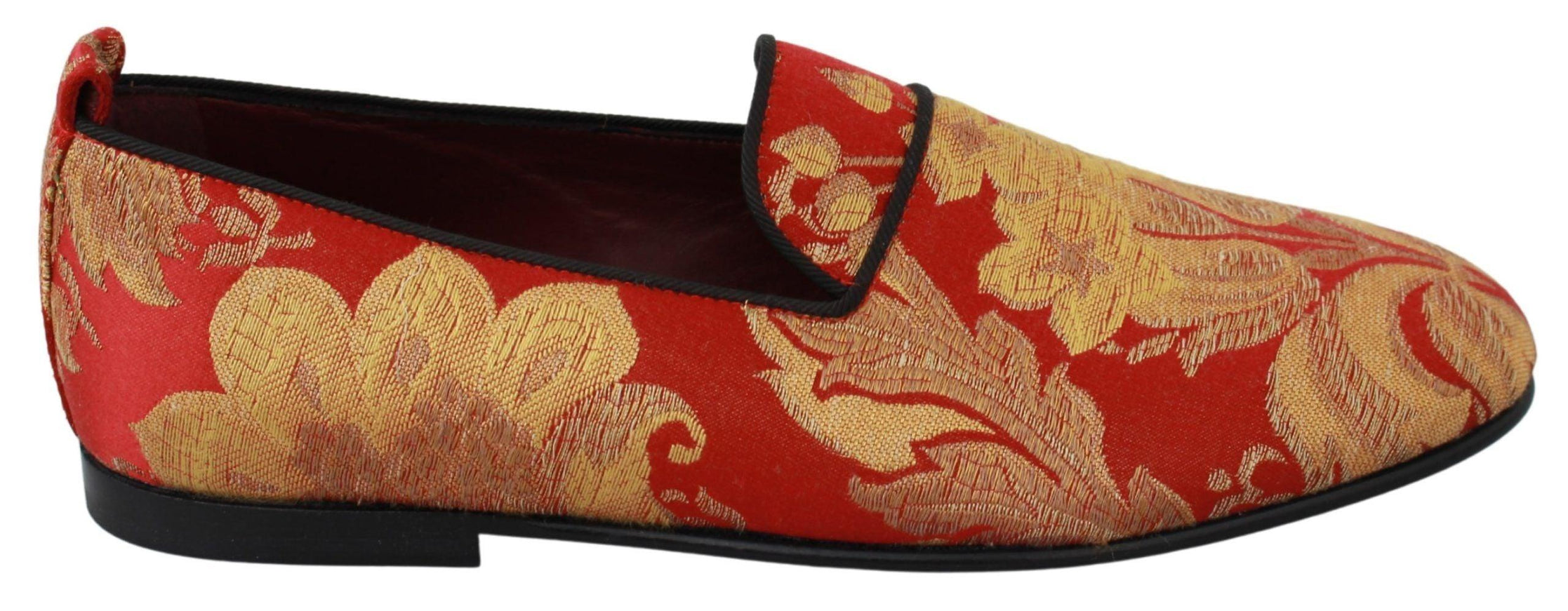 Dolce & Gabbana Red Gold Brocade Slippers Loafers Shoes - Ellie Belle