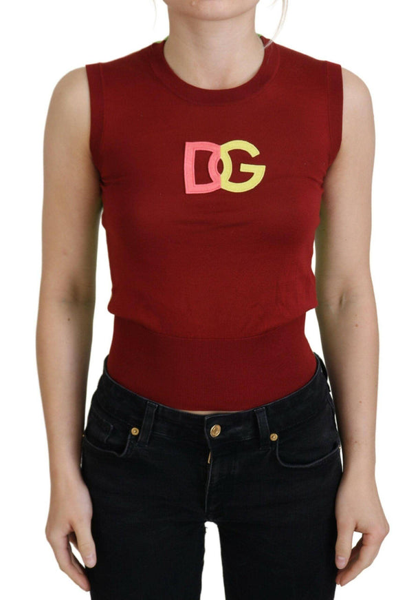 Dolce & Gabbana Red Green DG Logo Sleeveless Pullover Top - Ellie Belle