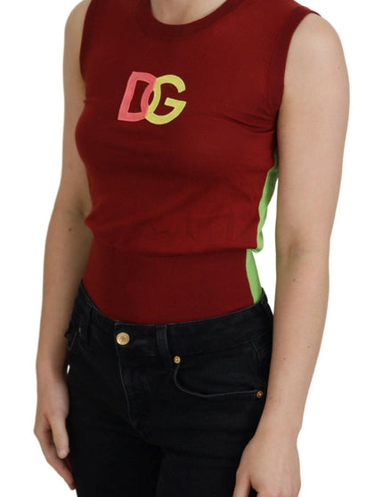 Dolce & Gabbana Red Green DG Logo Sleeveless Pullover Top - Ellie Belle
