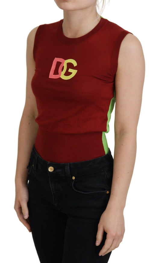 Dolce & Gabbana Red Green DG Logo Sleeveless Pullover Top - Ellie Belle