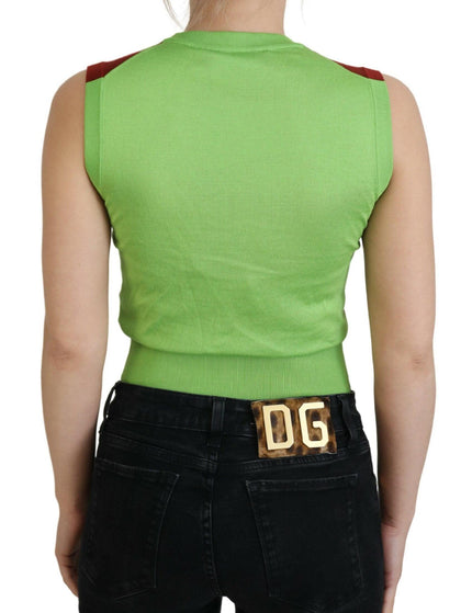 Dolce & Gabbana Red Green DG Logo Sleeveless Pullover Top - Ellie Belle