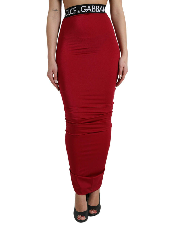 Dolce & Gabbana Red HighWaist Bodycon Stretch Pencil Cut Skirt - Ellie Belle