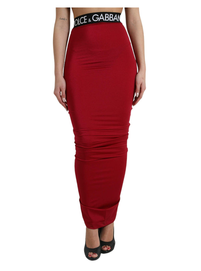 Dolce & Gabbana Red HighWaist Bodycon Stretch Pencil Cut Skirt - Ellie Belle