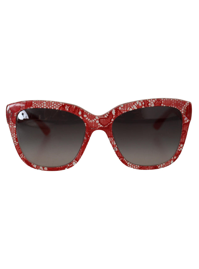 Dolce & Gabbana Red Lace Acetate Rectangle Shades DG422A Sunglasses - Ellie Belle