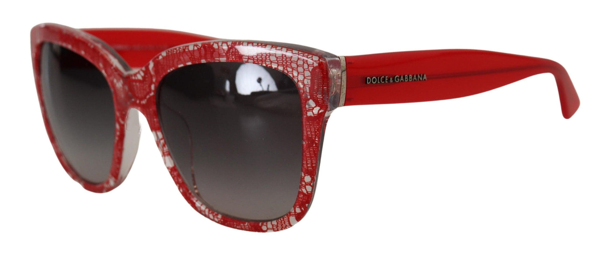 Dolce & Gabbana Red Lace Acetate Rectangle Shades DG422A Sunglasses - Ellie Belle