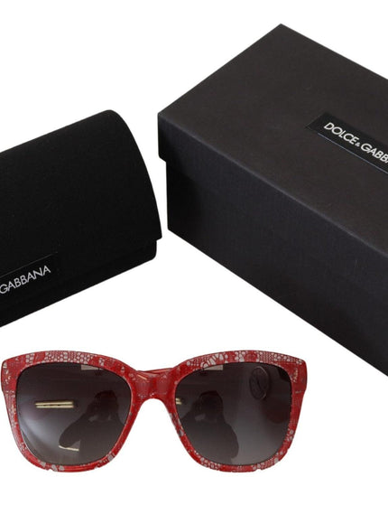 Dolce & Gabbana Red Lace Acetate Rectangle Shades DG422A Sunglasses - Ellie Belle