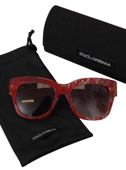 Dolce & Gabbana Red Lace Acetate Rectangle Shades DG4231F Sunglasses