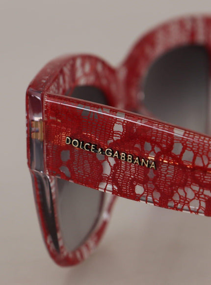 Dolce & Gabbana Red Lace Acetate Rectangle Shades DG4231F Sunglasses
