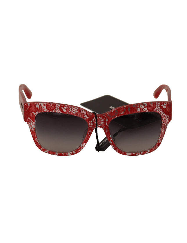 Dolce & Gabbana Red Lace Acetate Rectangle Shades Sunglasses - Ellie Belle