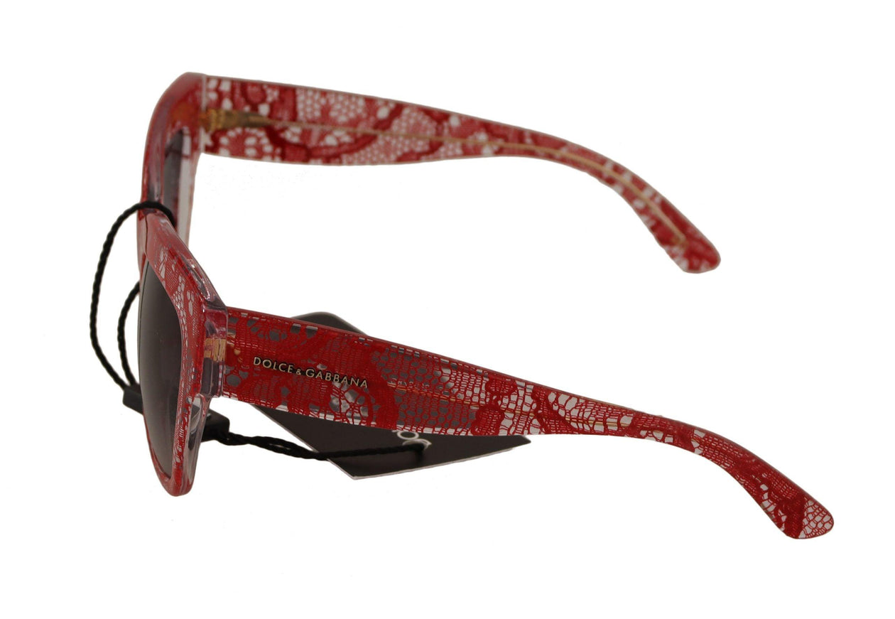 Dolce & Gabbana Red Lace Acetate Rectangle Shades Sunglasses - Ellie Belle