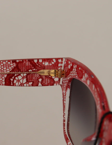 Dolce & Gabbana Red Lace Acetate Rectangle Shades Sunglasses - Ellie Belle