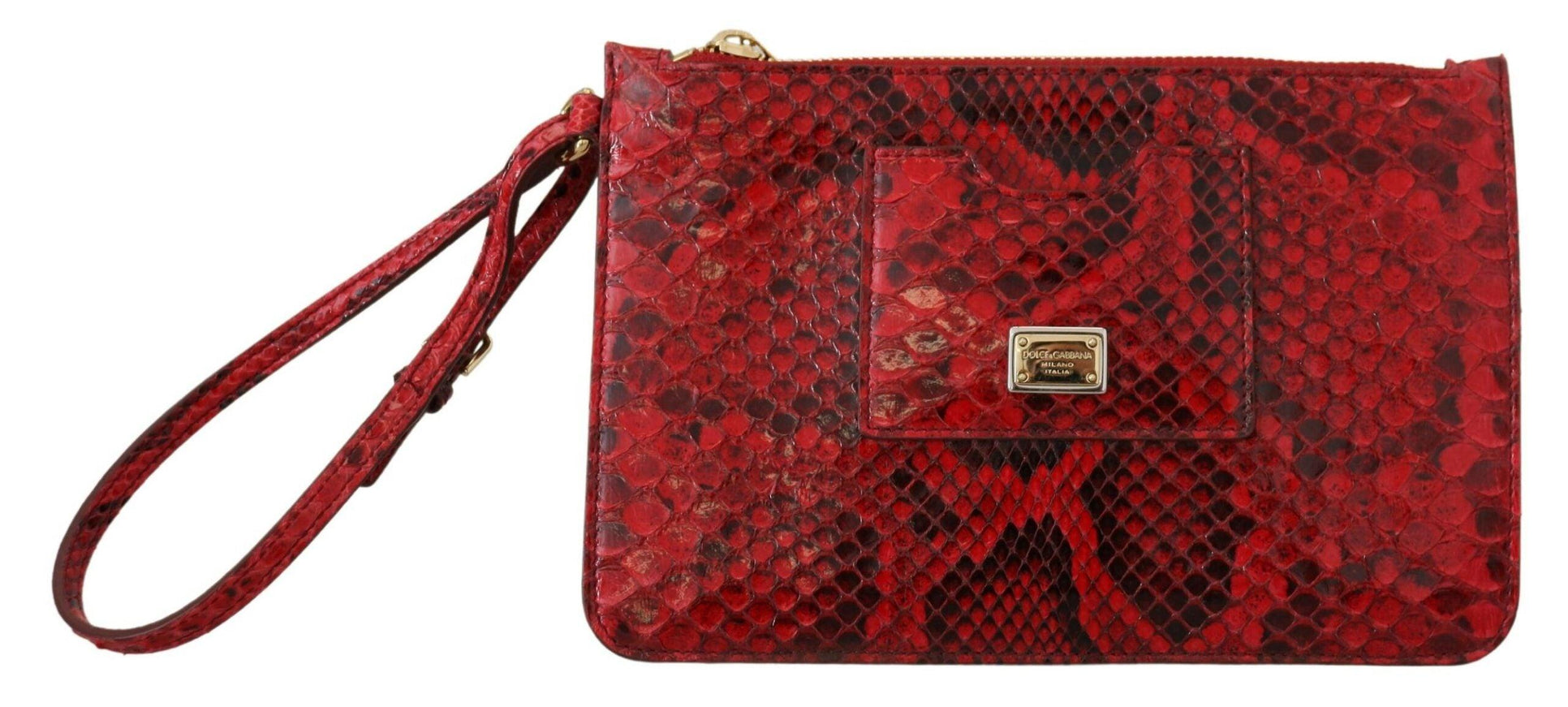 Dolce & Gabbana Red Leather Ayers Clutch Purse Wristlet Hand - Ellie Belle