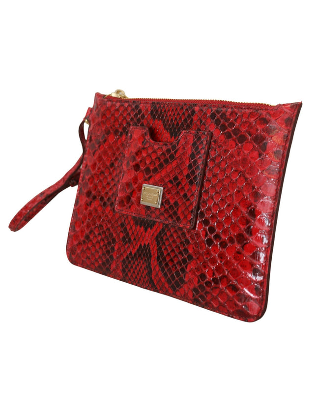 Dolce & Gabbana Red Leather Ayers Clutch Purse Wristlet Hand - Ellie Belle