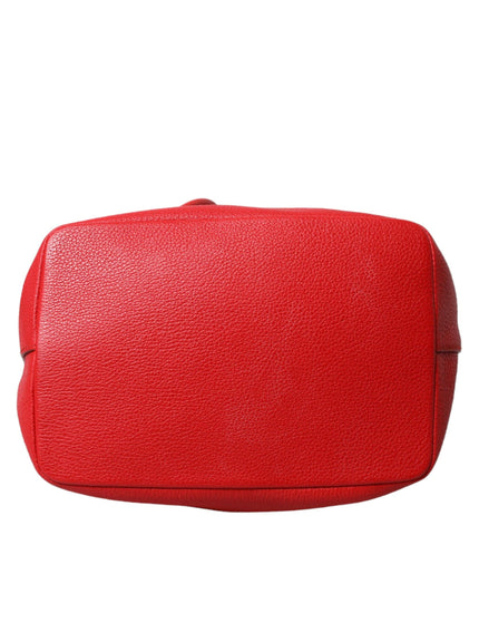 Dolce & Gabbana Red Leather Claudia Drawstring Bucket Women Bag - Ellie Belle