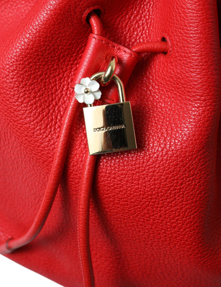 Dolce & Gabbana Red Leather Claudia Drawstring Bucket Women Bag - Ellie Belle