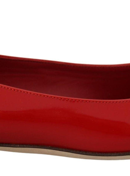 Dolce & Gabbana Red Leather Crystals Loafers Flats Shoes