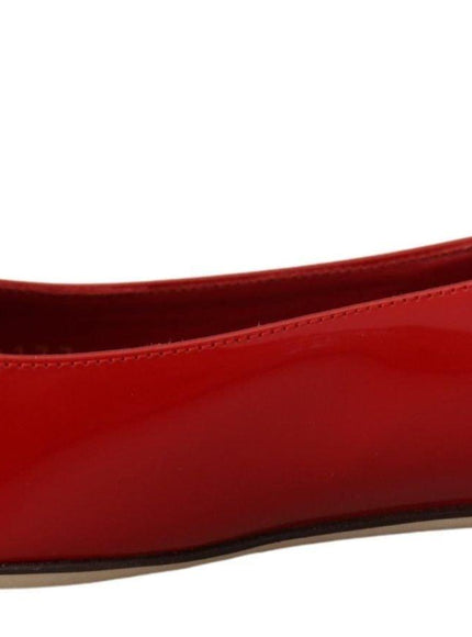 Dolce & Gabbana Red Leather Crystals Loafers Flats Shoes