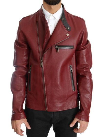 Dolce & Gabbana Red Leather Deerskin Jacket - Ellie Belle