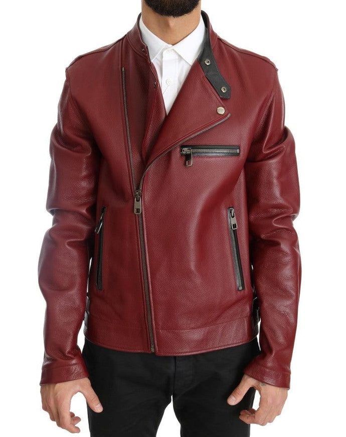 Dolce & Gabbana Red Leather Deerskin Jacket - Ellie Belle