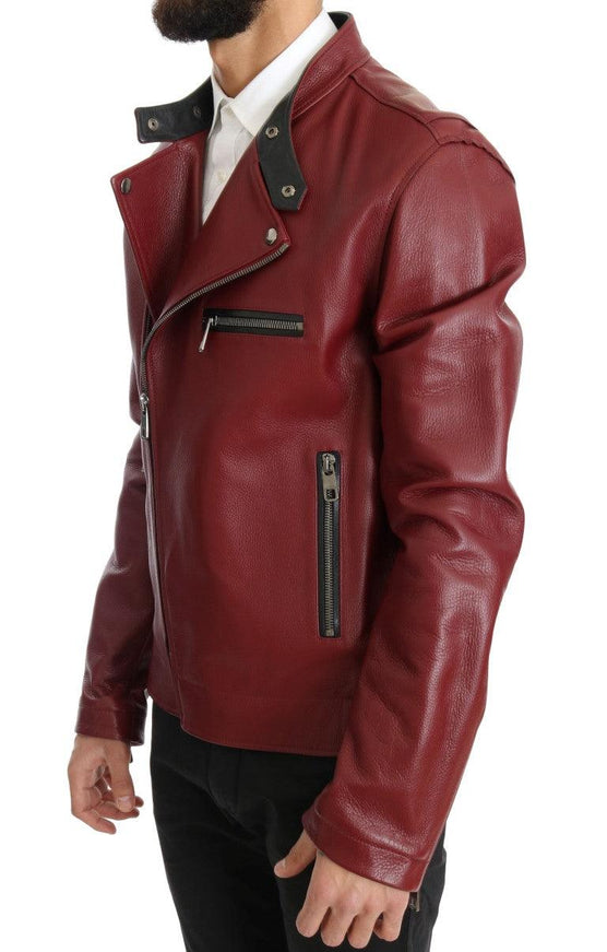 Dolce & Gabbana Red Leather Deerskin Jacket - Ellie Belle