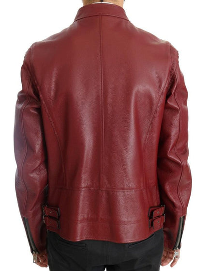 Dolce & Gabbana Red Leather Deerskin Jacket - Ellie Belle