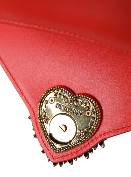 Dolce & Gabbana Red Leather DEVOTION Gold Heart Shoulder Borse Bag - Ellie Belle