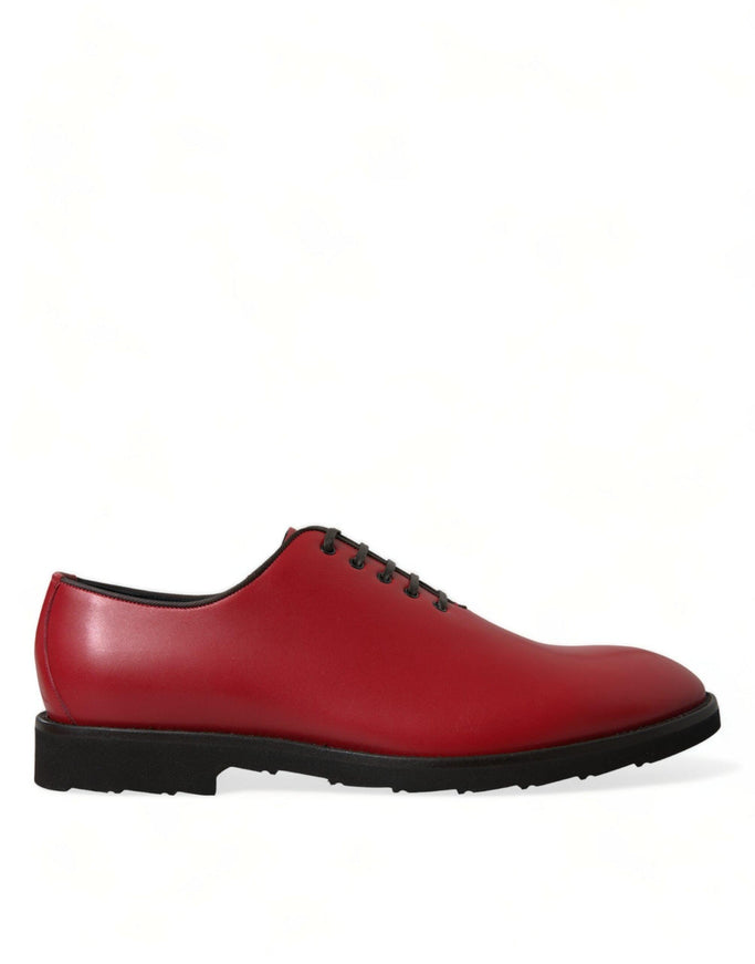 Dolce & Gabbana Red Leather Lace Up Oxford Men Dress Shoes - Ellie Belle