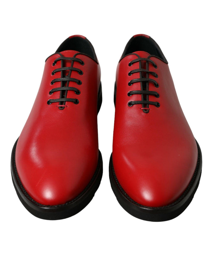 Dolce & Gabbana Red Leather Lace Up Oxford Men Dress Shoes - Ellie Belle