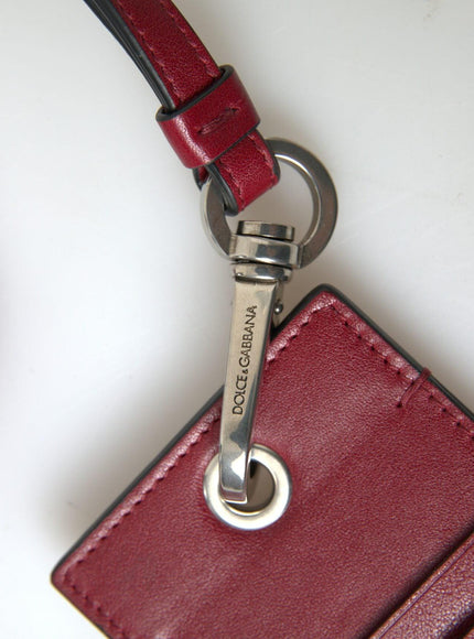 Dolce & Gabbana Red Leather Lanyard Logo Slim Card Holder Men Wallet - Ellie Belle