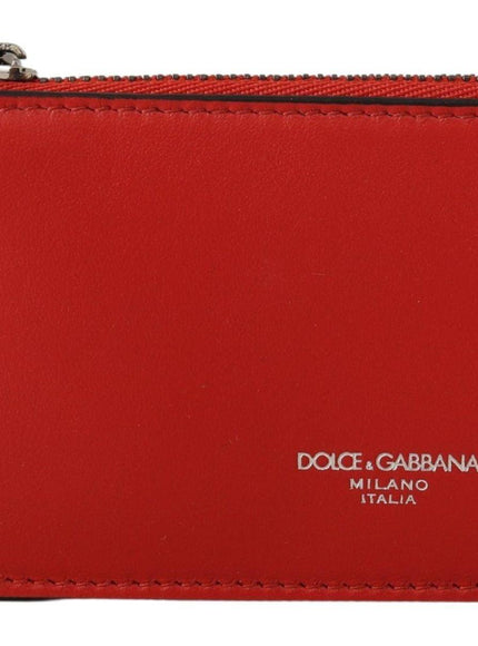 Dolce & Gabbana Red Leather Purse Silver Tone Keychain - Ellie Belle