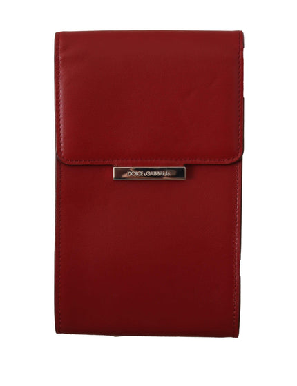 Dolce & Gabbana Red Leather Wallet Keyring Pouch Slot Pocket Wallet - Ellie Belle