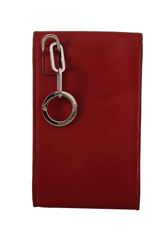 Dolce & Gabbana Red Leather Wallet Keyring Pouch Slot Pocket Wallet - Ellie Belle