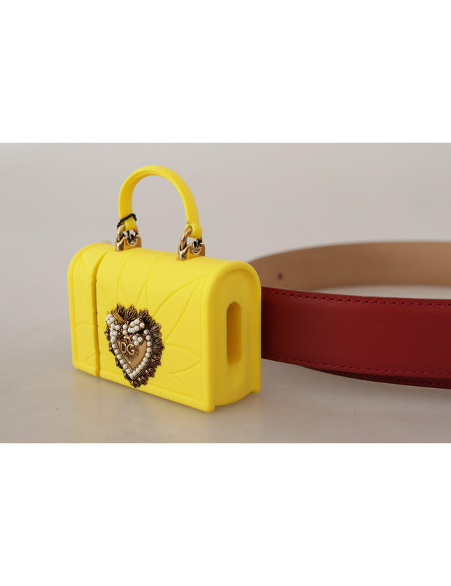 Dolce & Gabbana Red Leather Yellow DEVOTION Heart Bag Buckle Belt - Ellie Belle