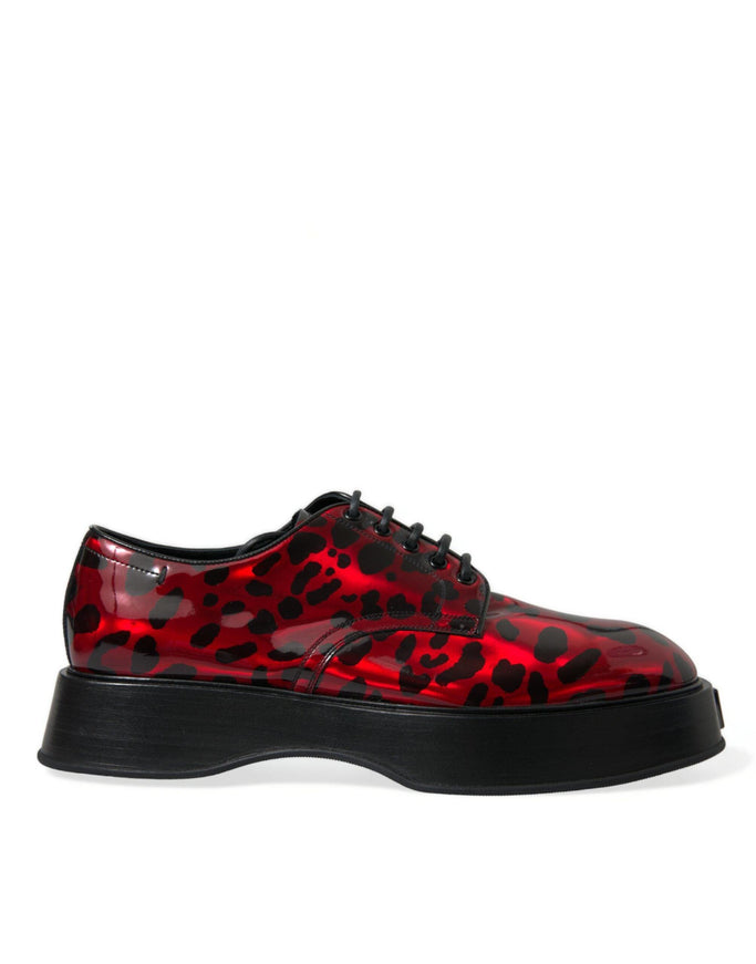 Dolce & Gabbana Red Leopard Calfskin Lace Up Derby Dress Shoes - Ellie Belle