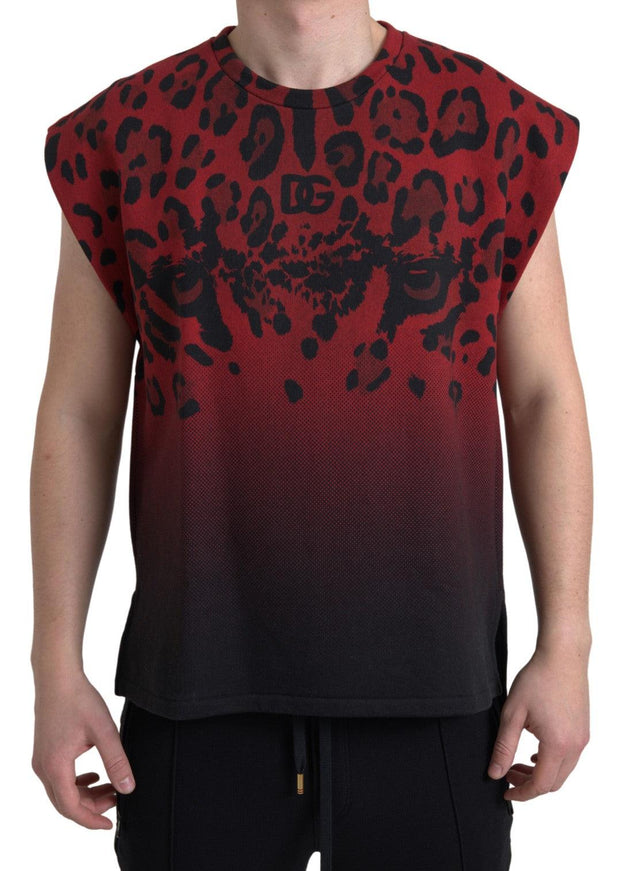 Dolce & Gabbana Red Leopard Cotton Sleeveless Tank T-shirt - Ellie Belle