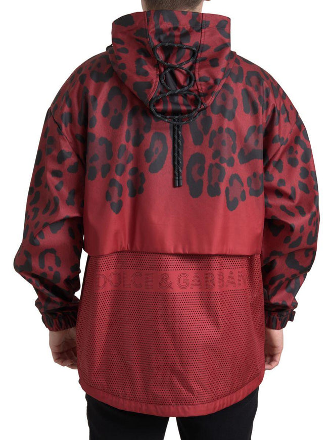 Dolce & Gabbana Red Leopard Hooded Rain Coat Jacket - Ellie Belle