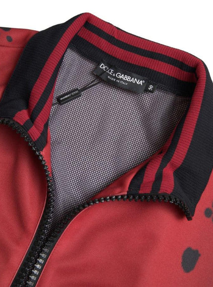 Dolce & Gabbana Red Leopard Polyester Bomber Full Zip Jacket - Ellie Belle