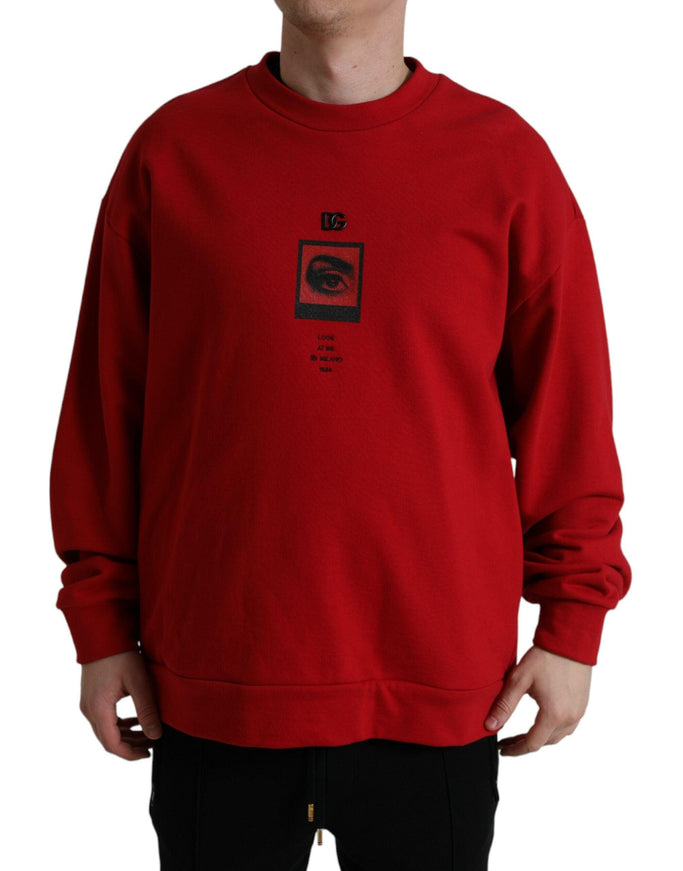 Dolce & Gabbana Red Logo Print Crew Neck Pullover Sweater - Ellie Belle