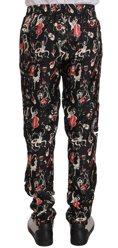 Dolce & Gabbana Red Musical Instrument Print Sleepwear Pants - Ellie Belle