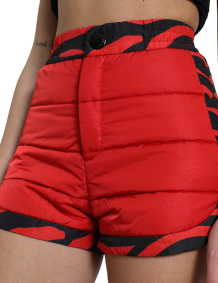 Dolce & Gabbana Red Nylon Quilted High Waist Hot Pants Shorts - Ellie Belle