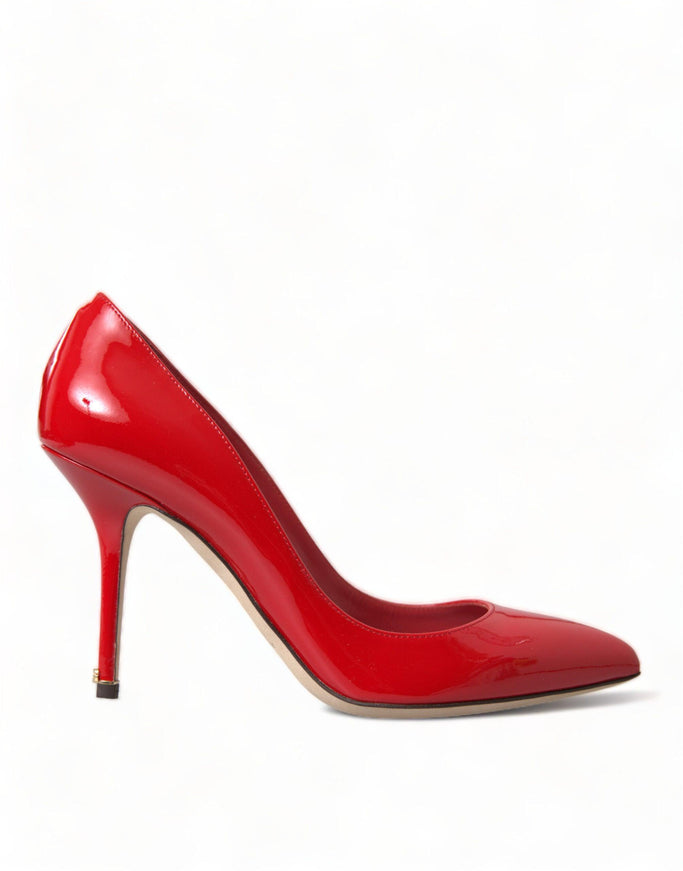 Dolce & Gabbana Red Patent Leather High Heels Pumps Shoes - Ellie Belle