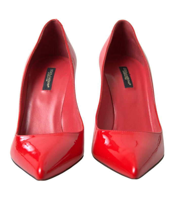 Dolce & Gabbana Red Patent Leather High Heels Pumps Shoes - Ellie Belle