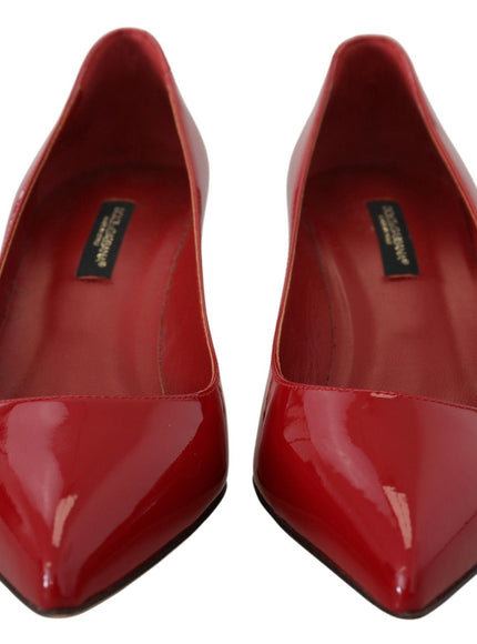 Dolce & Gabbana Red Patent Leather Kitten Heels Pumps Shoes - Ellie Belle