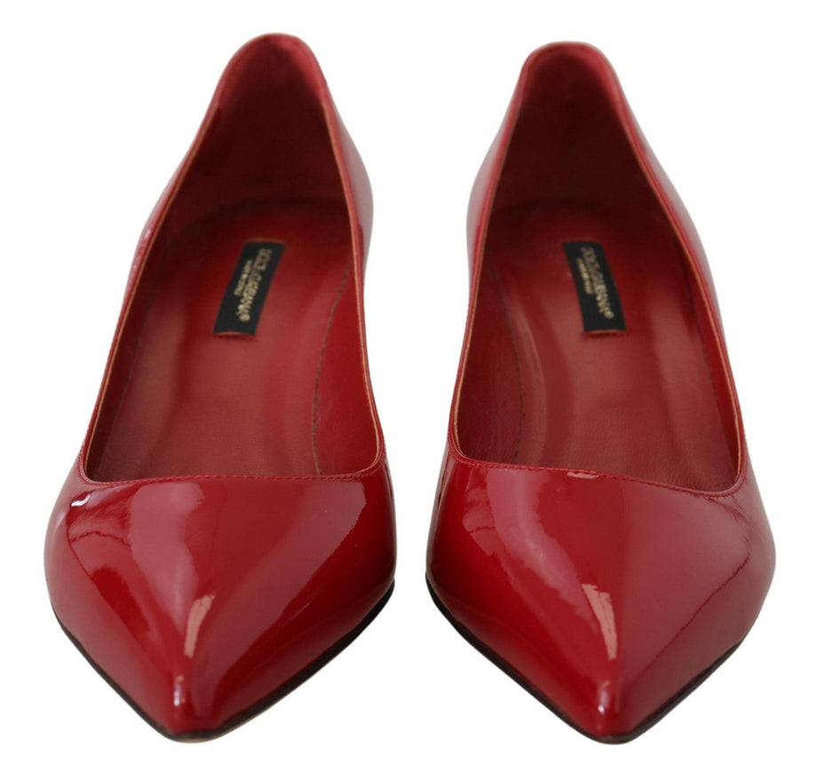 Dolce & Gabbana Red Patent Leather Kitten Heels Pumps Shoes - Ellie Belle