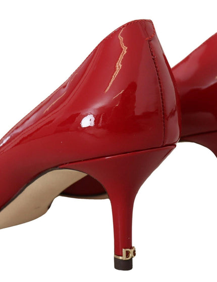 Dolce & Gabbana Red Patent Leather Kitten Heels Pumps Shoes - Ellie Belle