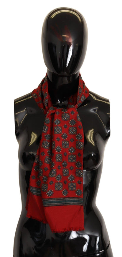 Dolce & Gabbana Red Patterned 100% Silk Wrap Women Shawl Scarf - Ellie Belle