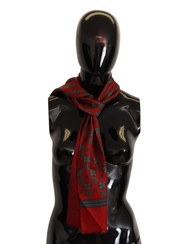 Dolce & Gabbana Red Patterned 100% Silk Wrap Women Shawl Scarf - Ellie Belle