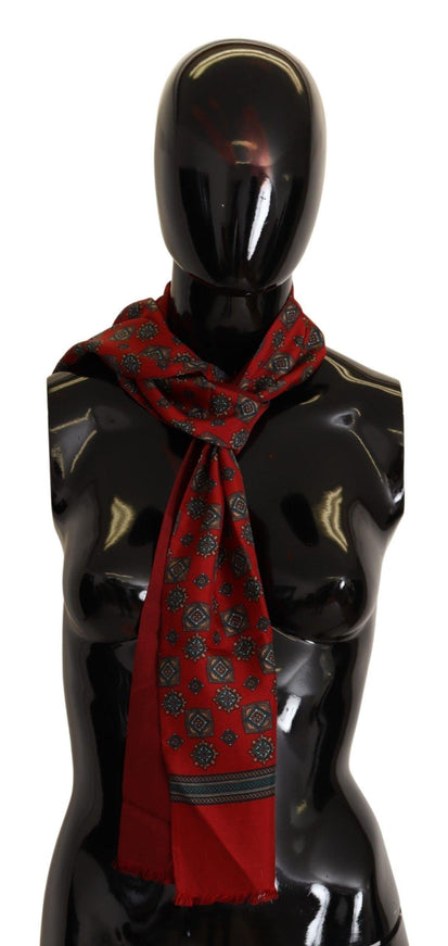 Dolce & Gabbana Red Patterned 100% Silk Wrap Women Shawl Scarf - Ellie Belle