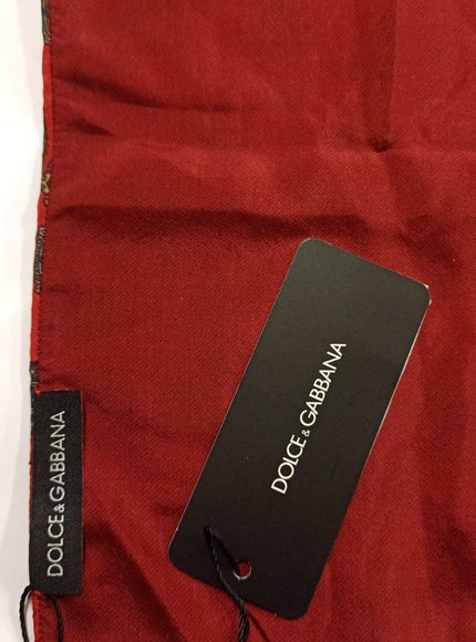 Dolce & Gabbana Red Patterned 100% Silk Wrap Women Shawl Scarf - Ellie Belle